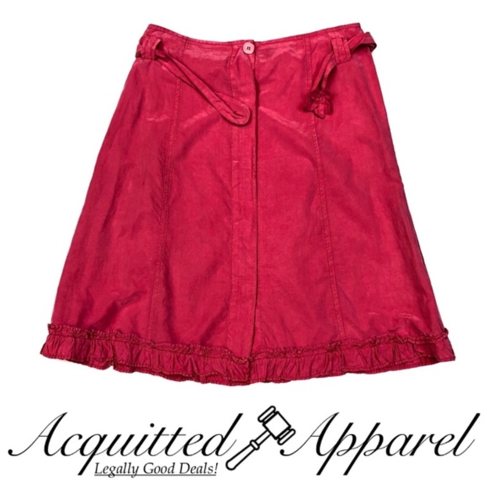 MaxMara Pink Silk Blend Button Front Belted Skirt